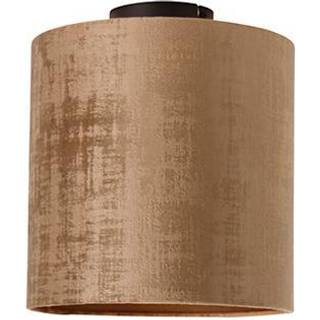 Loftslampe mat sort fløjlsskærm brun 25 cm - Combi