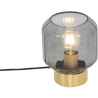 Moderne bordlampe messing med røgglas - Stiklo