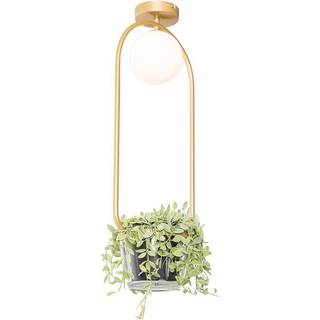 Art Deco loftslampe guld med hvidt glas - Isabella