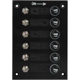 Strømafbryderpanel / sikringspanel, 12 V, 10 A, 6 afbrydere