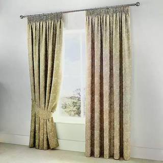 Serene Serene Gold Jasmine Floral Jacquard Pencil Pleat Curtains