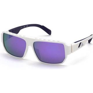 Adidas Sport Mand SP0038 21Z Solbriller Injiceret Hvid Violet Firkantet Spejlet Skygge
