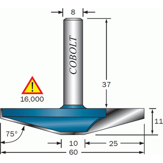 Cobolt 225-015 Afgratningsfræser D = 60, 75 grader