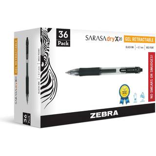 Zebra Pen Sarasa Dry X20 Retactable Gel Pen Medium Point 0,7 mm sort blæk 36-pakke (emballage kan variere)