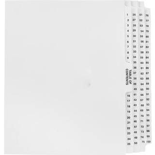 Nummererede skillelinjer 1-100 stanset - Avery -stil fed faner (ikke fremstillet af Avery men match n?jagtigt) - Label -dokumenter med side Samle