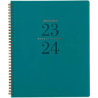 AT-A-GLANCE 2023-2024 Akademisk planl?gger Ugentlig & m?nedlig 8-1/2 """" X 11 """" Store m?nedlige faner Fleksible d?ksesignatur Lite Teal (YP90LA12