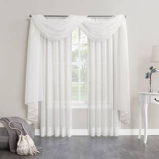 Nr. 918 Emily Sheer Voile Rod Pocket Curtain Panel 59 """" X 216 """" Hvid
