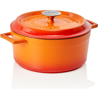 Kasserolle, støbejern, "Trendy", 24 cm, orange farve - LAVA