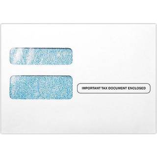Luxpaper Double Window SKATTE KONVENTER | Form W-2/1099 | Dokument vedlagt | Sikkerhed farvetone | 5 3/4 """" x 8 """" | Hvid | 24lb. Tekst | 50 Anta