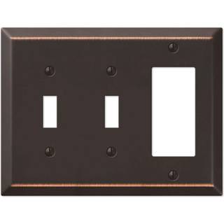 Amerelle 163Ttrdb Century Wallplate 2 Toggle / 1 Rocker Steel Aged Bronze 1-Pack