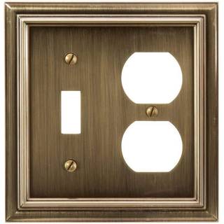 Amerelle Continental Single Toggle/Single Duplex støbte Metal Wallplate i børstet messing