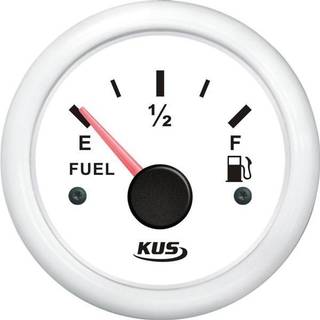 Brændstofmåler KUS, dugfri, Ø52 mm, 12 V / 24 V, 0 - 190 Ω, hvid, uden giver