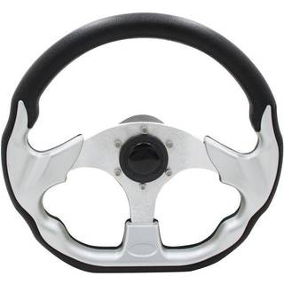 Bådrat motorbåd, aluminium med plast, Ø318 x 303 mm, med nav, passer 3/4″ (19 mm) rataksel, sort/sølv
