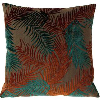Paoletti Riva Paoletti Teal Blue/Rust Orange Palm Grove Velvet Polyester Filled Cushion
