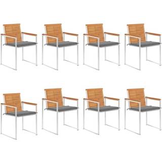 Havestole Med Hynder 2 Stk. Massivt Akacietræ Og Stål - 8 / Grå