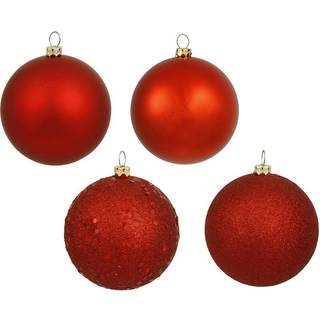 Vickerman 6 """" R?d 4 -finish Shudtproof Ball Ornament Set med 4 ornamenter - med mat paljetter skinnende og glitter finish
