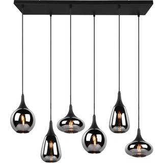 Lumina pendel, 6-lys, sort/krom, glas