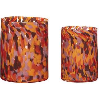 Hübsch Luce lysestage 2-pak Orange-rød