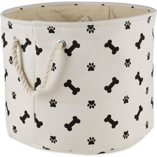 Knoglet tør PET -opbevaringssamling Paw og Bone Print Black Medium Round Round