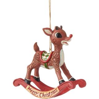 ENESCO RUDOLPH De r?dnose rensdyr traditioner af Jim Shore Rocking Horse Hanging Ornament 3,54 tommer Multicolor