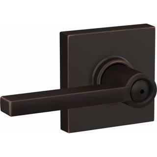 Schlage F40 Lat 716 Col Latitude Lever med Collins Trim Bed & Bath Privacy Door Lock Aged Bronze