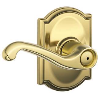 Schlage F40 FLA 605 Cam Camelot Collection Flair Privacy Lever Bright Brass