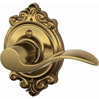 Schlage Accent Lever med Brookshire trim ikke -drejende lås i antik messing - højrehåndet