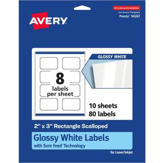 Avery blankt hvidt rektangel Kummalt etiketter med sikre foder 2 tommer x 3 tommer 80 blanke hvide mærker Print-to-the-Edge Permanent Label Adhes