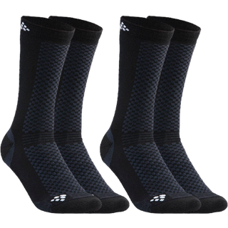 Craft Cykelstrømpe Mid Merino Uld Høj Sort 2-pak - Størrelse L (43-45)
