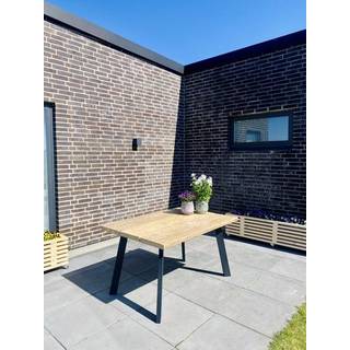 Kabeltromlen Havebord Af Genbrugsplanker Sort Stålstel 220cm Ude Olie - 960312