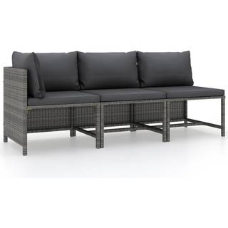 Hjørnedel Til Sofa Med Hynder Polyrattan - Grå / hjørnedel 2x midterdel