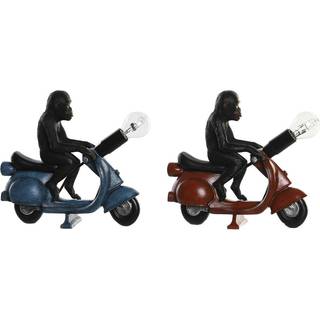 Bordlampe DKD Home Decor 24,5 x 10 x 23,5 cm Rød Blå Harpiks 220 V 40 W (2 enheder)