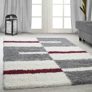 Gala Shaggy tæppe Ternet - Rød - 160x230