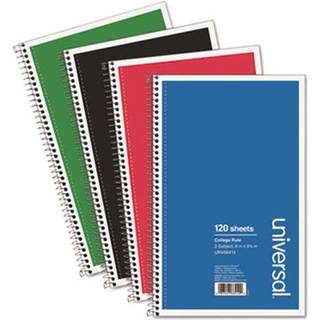 Universal UNV66414 9,5 in. X 6 in. 3 -emne Medium/College -regel Wirebound Notebook - Assorterede d?kningsfarver (4/pakke)