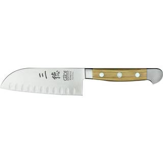 Güde Alpha Olive Santokumesser 14 cm mit Kullen - CVM-Messerstahl - Griffschalen Olivenholz - Braun,Silber