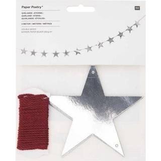 Paper Poetry Girlande Sterne silber 3m - Silber