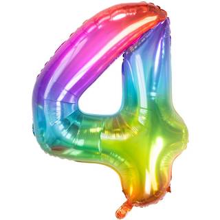 Folienballon Zahl 4 Regenbogen
