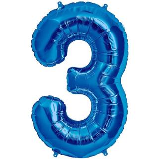 Folienballon Zahl 3 Blau