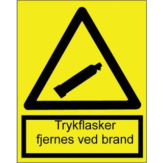 Sikkerhedsskilte, trykflasker fjernes. A4 Plast 210 x 297mm