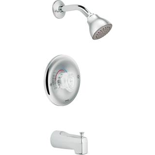 Moen T183 Chateau Single Handle Positemp Pressure Balanced Tub og Shower Trim med akrylknapkrom