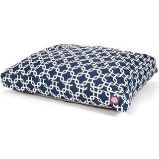 Marinebl Links Lille rektangel indendrs udendrs hundeseng med aftageligt vaskbart betrk fra Majestic Pet Products