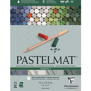 Clairefontaine Pastelmat Limed Pad - Palet nr. 5 - (12 x 15 3/4 inches) 30 x 40 cm - 360 g - 12 ark - mørkegrøn lysegrøn hvid mørkeblå