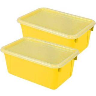 Storex Industries STX62410U06C -2 Lille cubby bin med cover gul klassev?relse - 2 hver