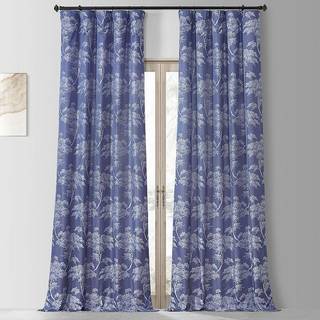 HPD Half Price Drapes JQCH-RA197609-84 Sequoia Faux Silk Jacquard Curtain (1 Panel) 50 X 84 Sequoia Cobalt Blue