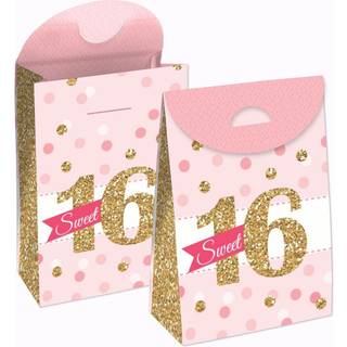 Stor prik af lykke sød 16-16 -års fødselsdagsgavefavors taske - fest goodie -kasser - sæt af 12