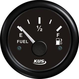 Brændstofmåler KUS, dugfri, Ø52 mm, 12 V / 24 V, 0 - 190 Ω, sort, uden giver