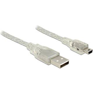 Delock USB-A 2.0 Kabel han til Mini USB-B han 2m - Transparent