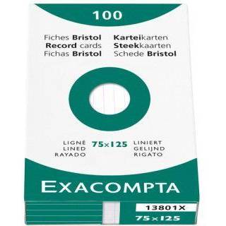 Exacompta A kartotekskort 7,5x12,5cm hvid 100stk