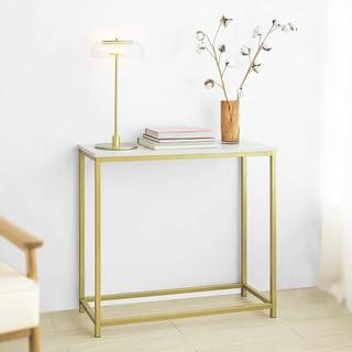 SoBuy Konsolbord FSB29-G - Smalt Marmor Bord i Guld