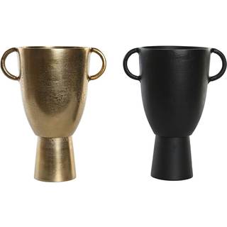 Vase DKD Home Decor 23 x 16 x 29 cm Sort Gylden Aluminium Moderne (2 enheder)